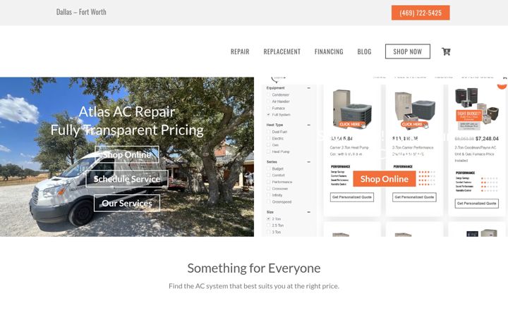 Ekrano kopija atlasacrepairdallas.com