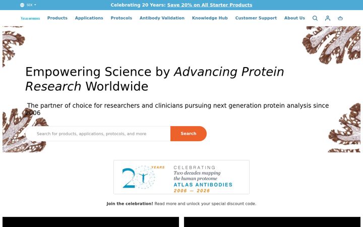 Screenshot of atlasantibodies.com