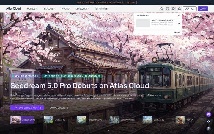 Screenshot of atlascloud.ai