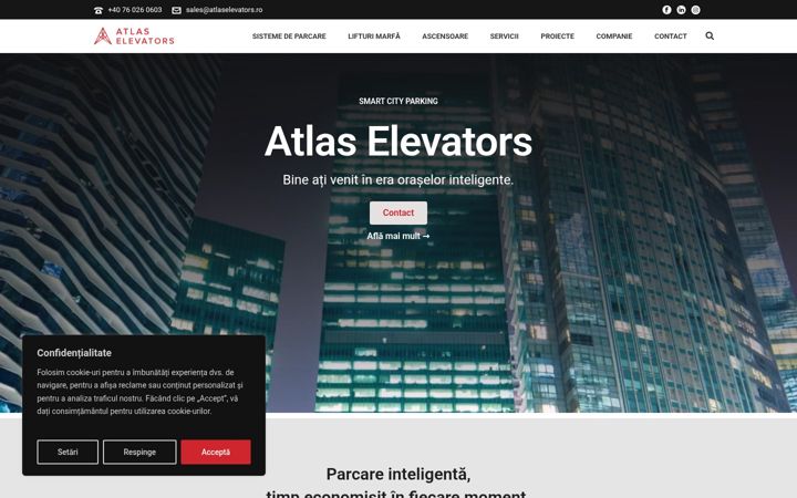 Ekraanipilt saidist atlaselevators.ro