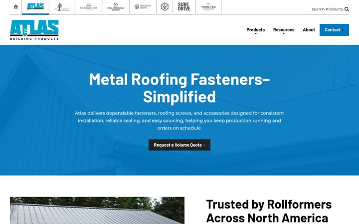 Posnetek zaslona atlasfasteners.com
