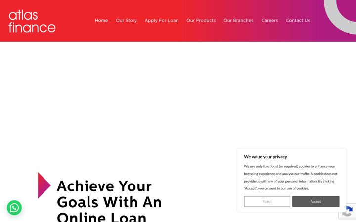 Screenshot of atlasfinance.co.za