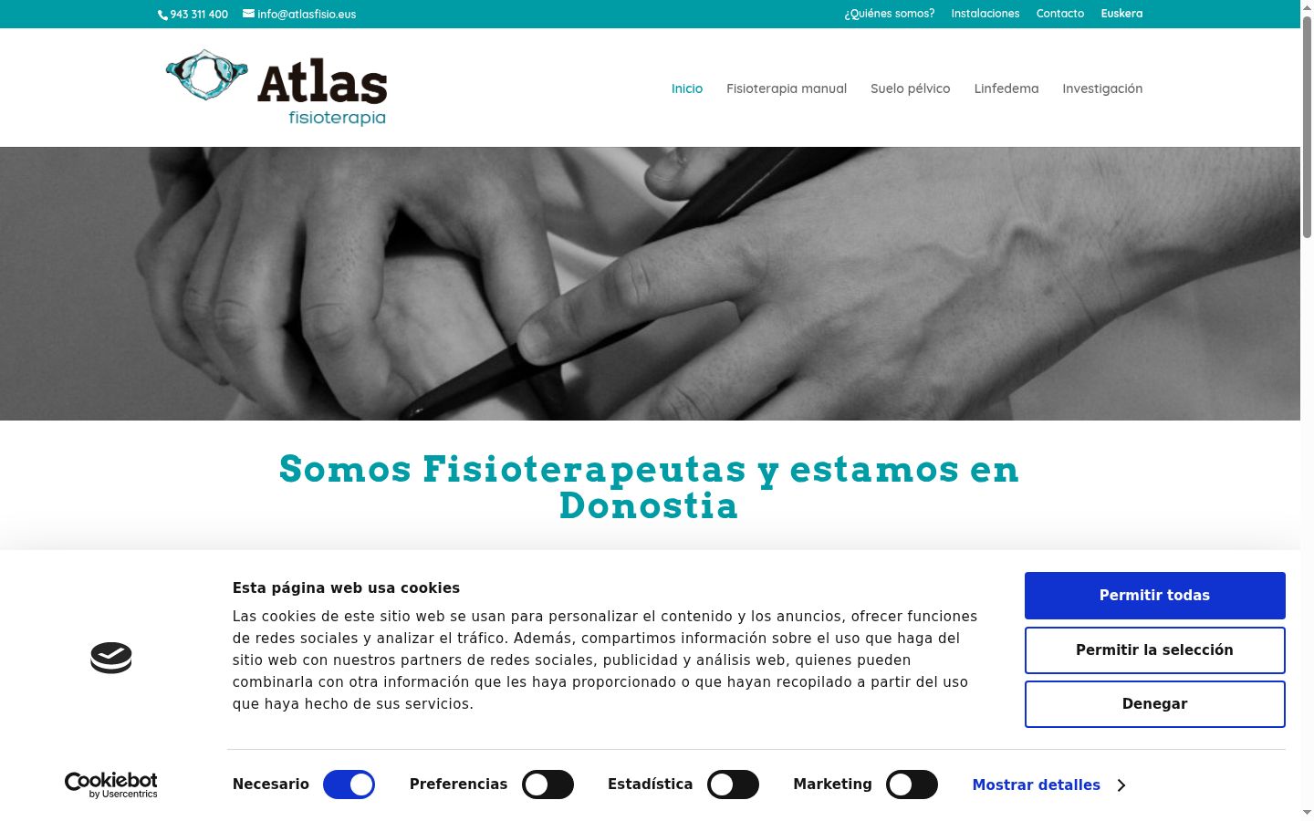 Captura de pantalla del banner de consentimiento mostrado antes de cualquier interacción