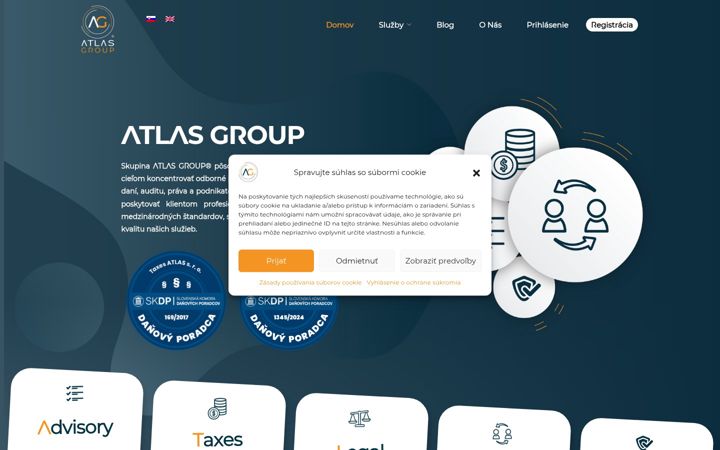 Snímek obrazovky atlasgroup.sk
