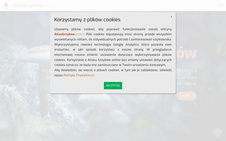 Screenshot of atlasgrzybow.online