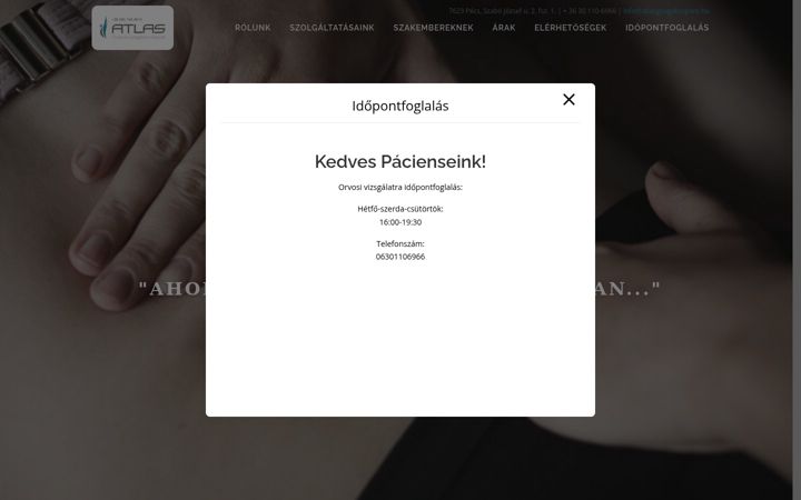 Screenshot of atlasgyogykozpont.hu