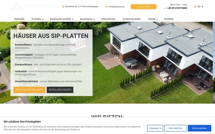 Screenshot von atlashaus.de