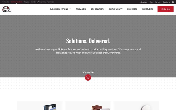 Snimka zaslona za atlasmoldedproducts.com