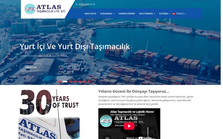 Snimka zaslona za atlasnakliyat.com.tr