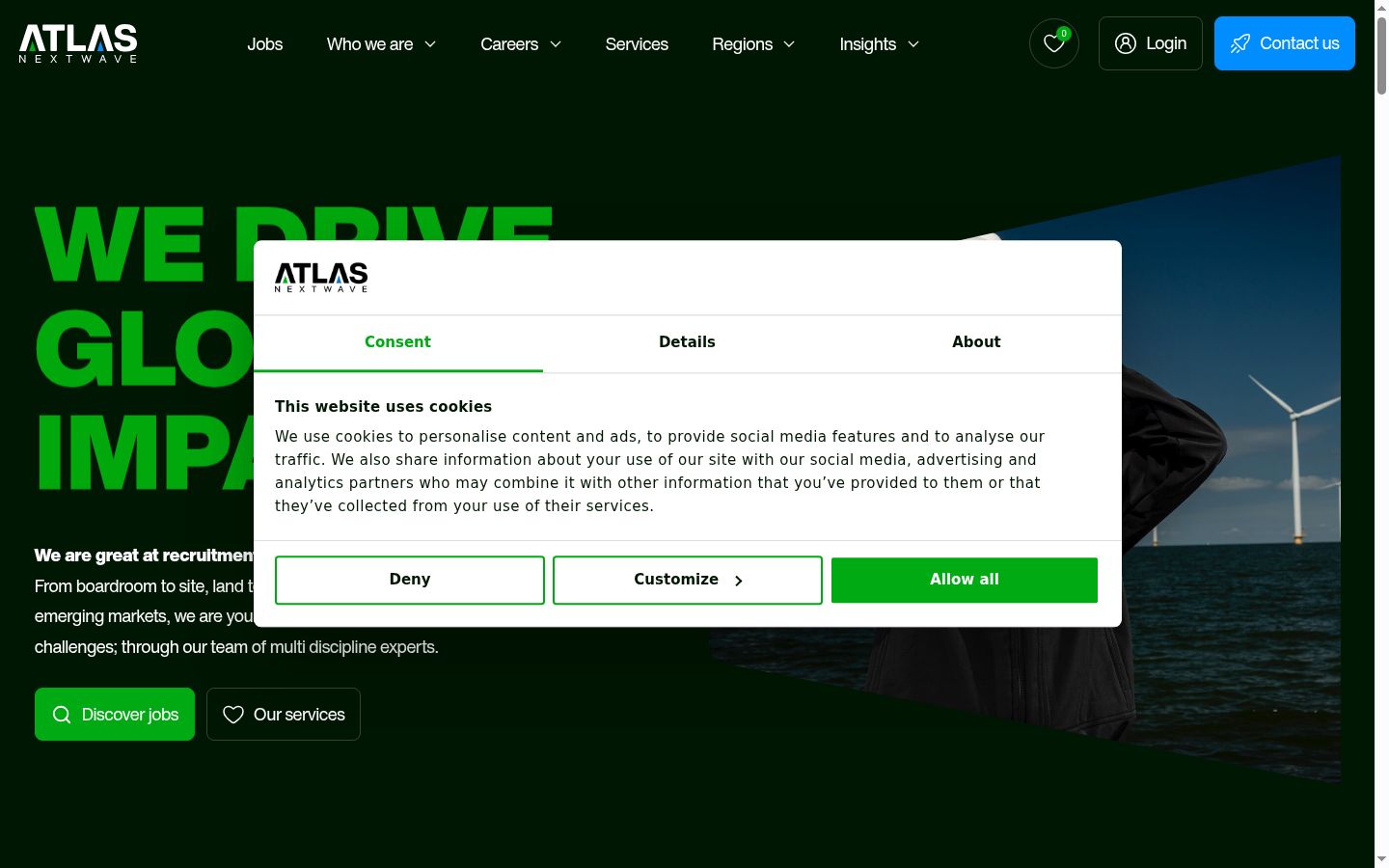 Screenshot of the consent banner shown before any interaction