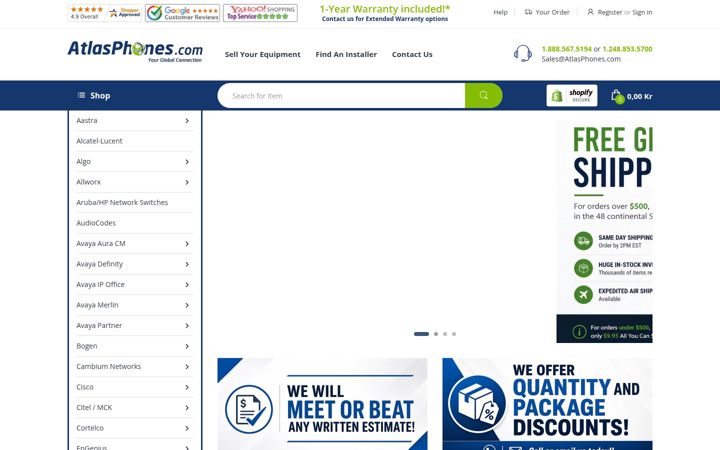 Capture d'écran de atlasphones.com