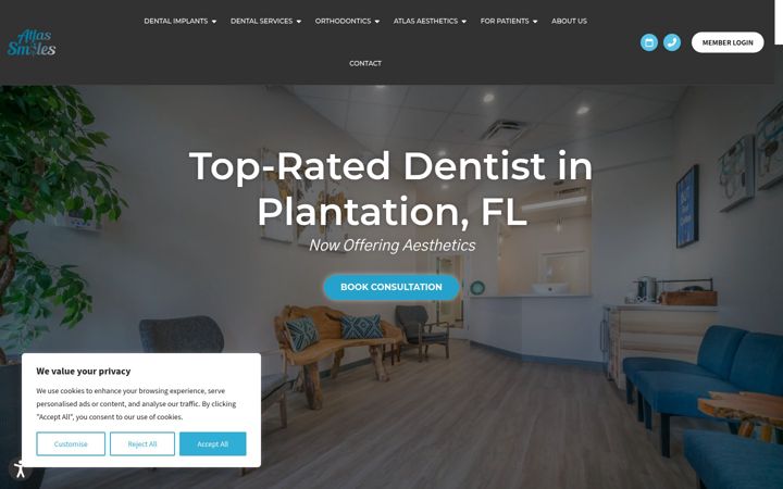 Screenshot of atlassmilesdental.com