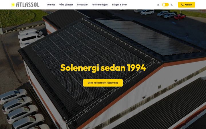 Skärmbild av atlassol.se