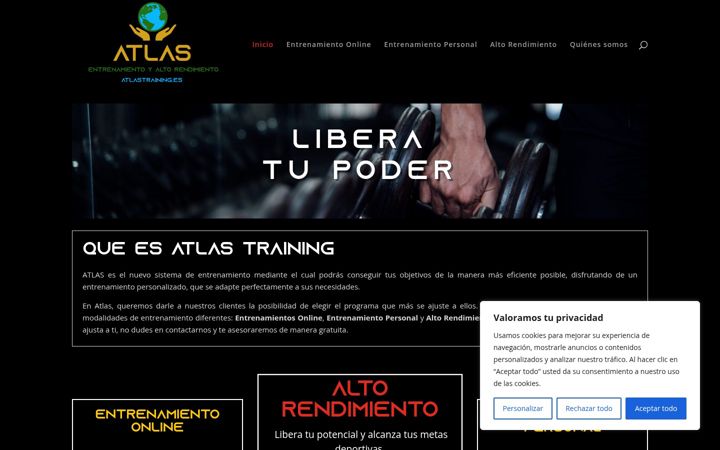 Ekraanipilt saidist atlastraining.es