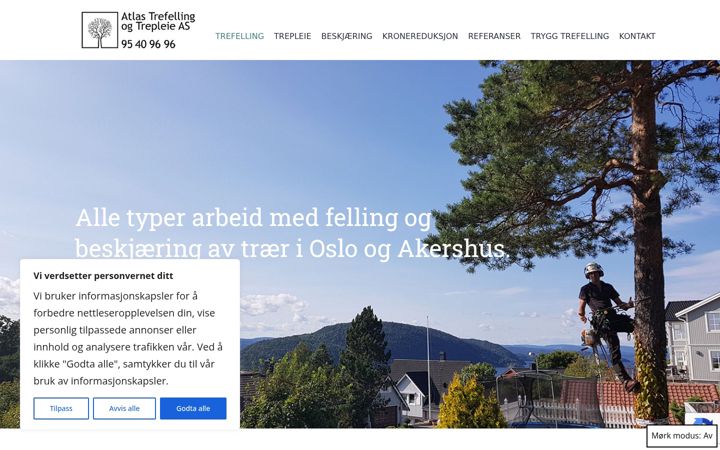 Screenshot of atlastrefelling.no