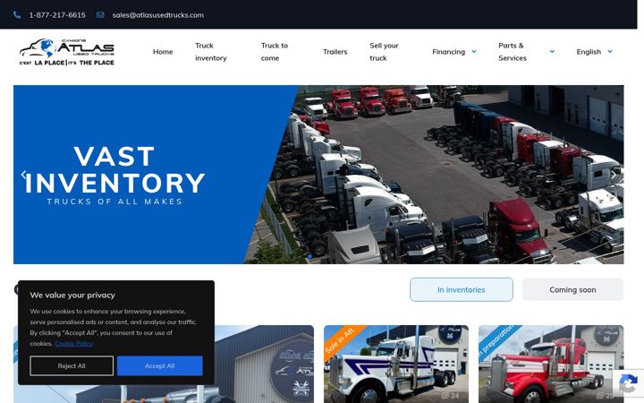 Screenshot of atlasusedtrucks.com