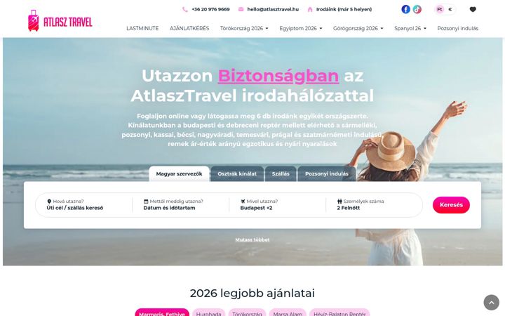 Screenshot of atlasztravel.hu