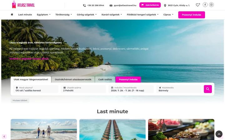 Screenshot of atlasztravelgyor.hu