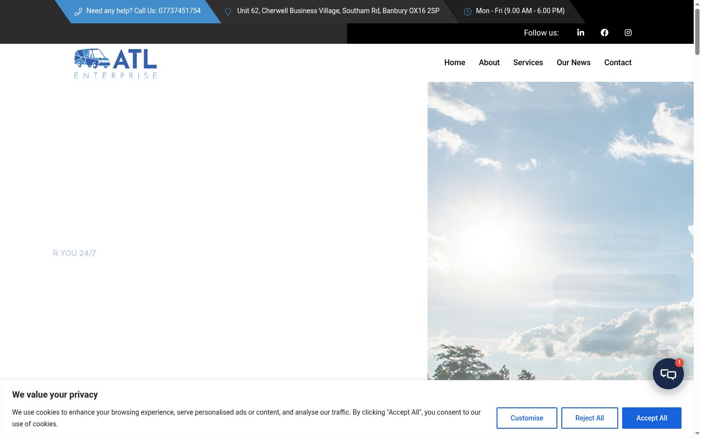 Screenshot des Einwilligungsbanners vor jeglicher Interaktion