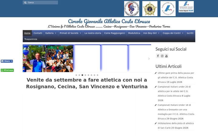Screenshot of atleticacostaetrusca.it