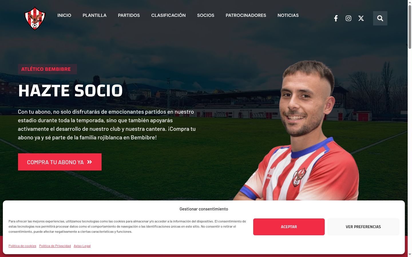 Screenshot del banner di consenso mostrato prima di qualsiasi interazione
