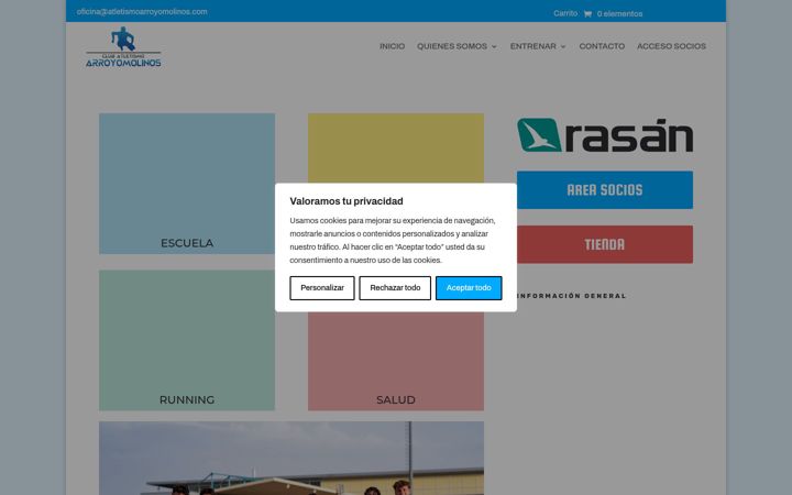 Screenshot of atletismoarroyomolinos.com