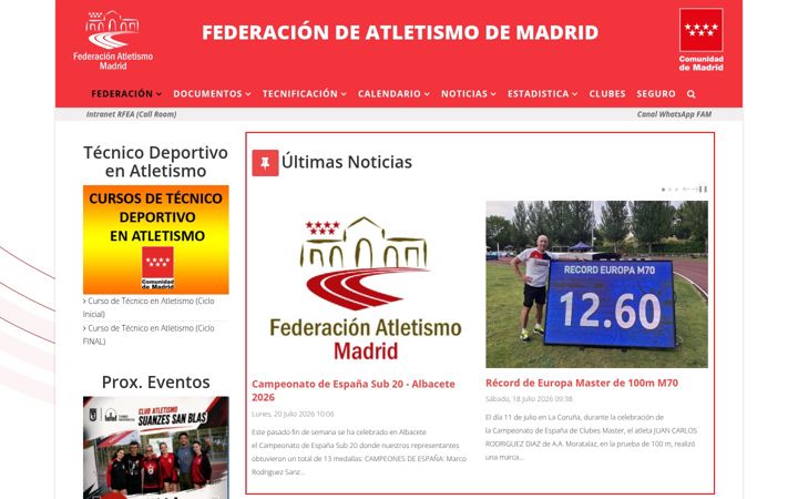 Screenshot of atletismomadrid.com