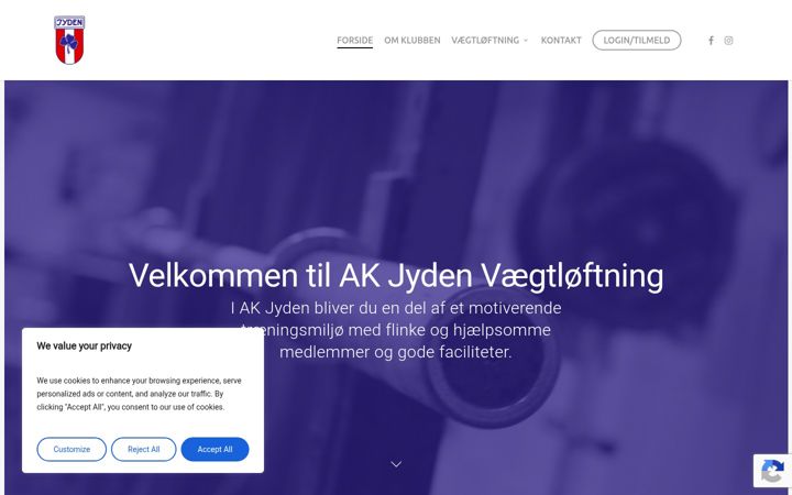 Screenshot ta' atletklubbenjyden.dk