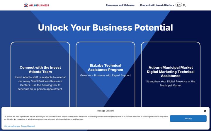 Screenshot of atlinbusiness.com