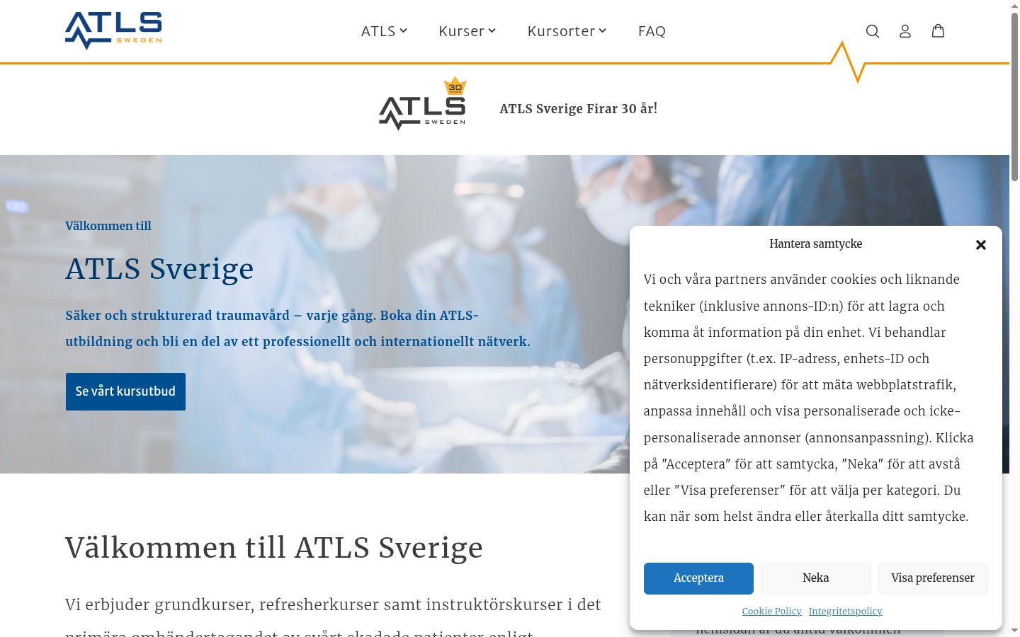 Screenshot des Einwilligungsbanners vor jeglicher Interaktion