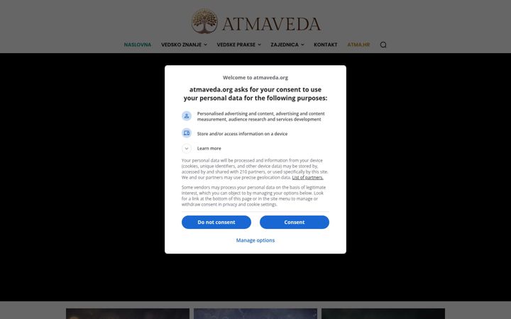 Snimka zaslona za atmaveda.org