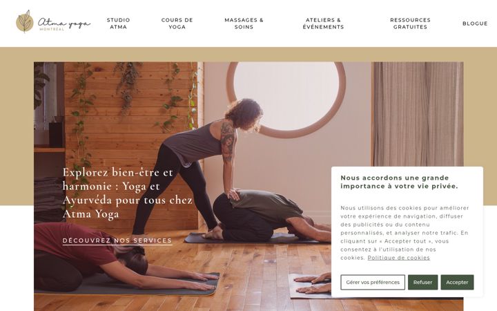 Screenshot of atmayogamontreal.com