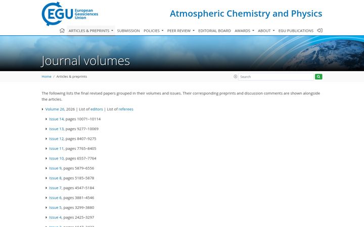 Screenshot of atmos-chem-phys.net