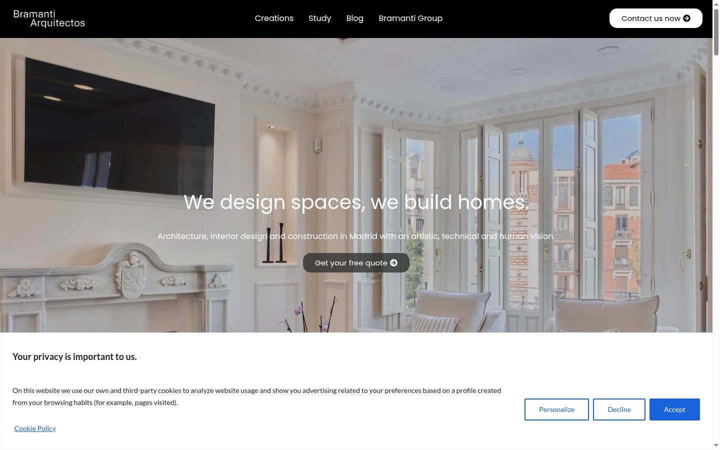 Screenshot of the consent banner shown before any interaction