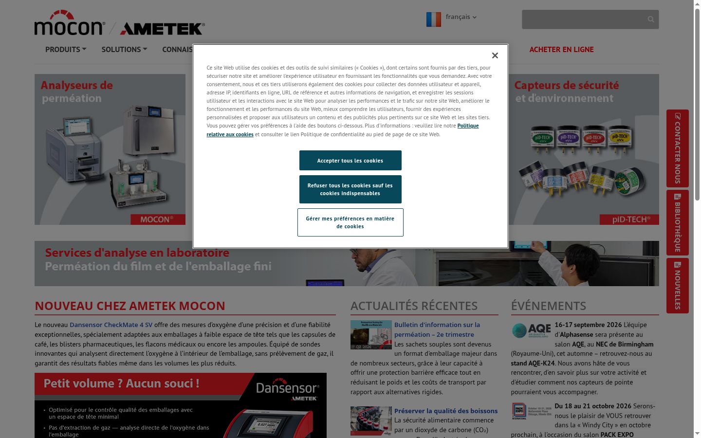 Capture d'écran de la bannière de consentement affichée avant toute interaction