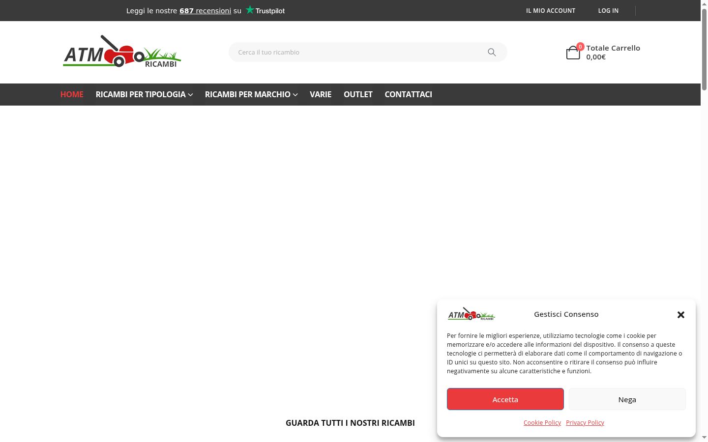 Captura de ecrã do banner de consentimento apresentado antes de qualquer interação