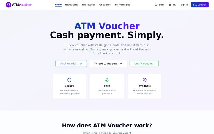 Screenshot von atmvoucher.com