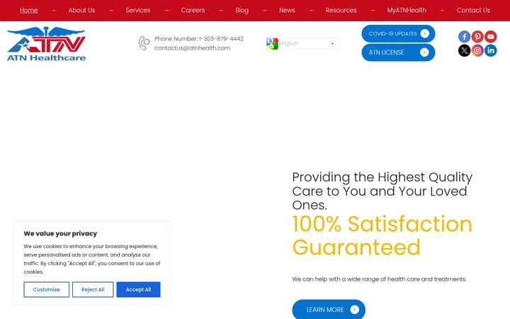 Captură de ecran a atnhealth.com