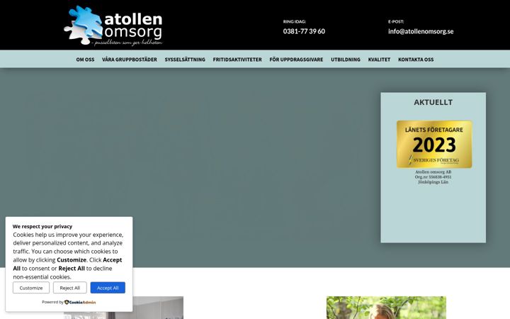 Screenshot of atollenomsorg.se