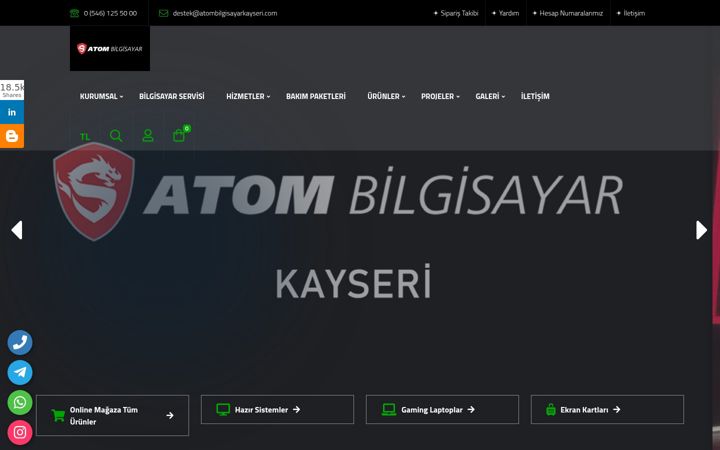 Screenshot of atombilgisayarkayseri.com