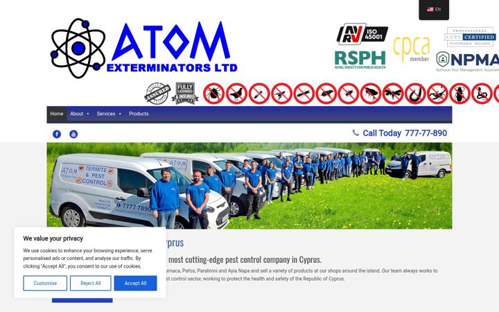 Screenshot of atomexterminators.com