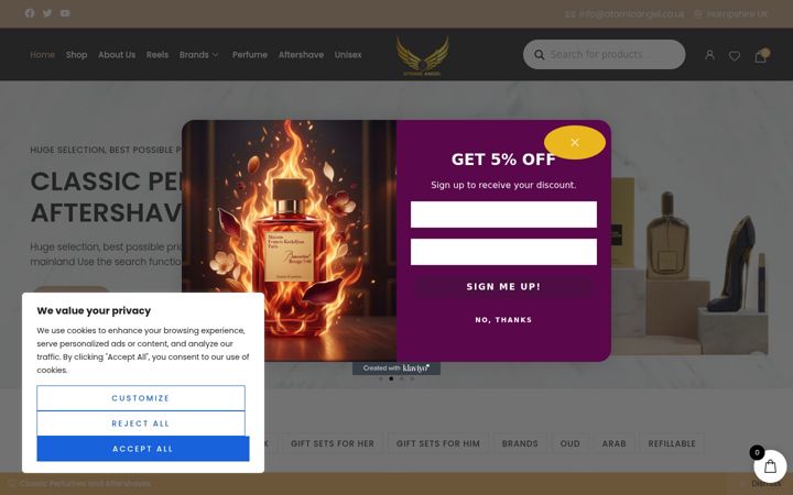 Ekrānuzņēmums no atomicangel.co.uk
