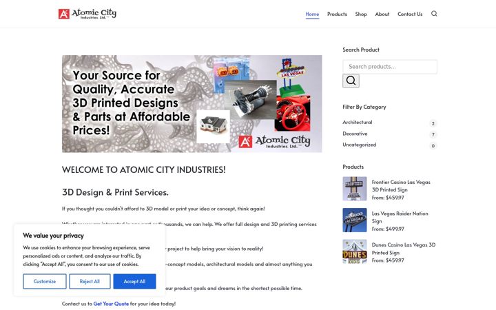 Screenshot of atomiccityindustries.com