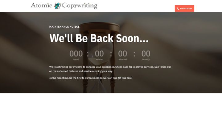 Screenshot stránky atomiccopywriting.com