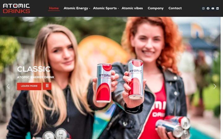 Screenshot stránky atomicdrinks.com