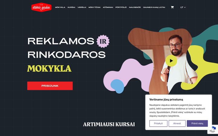 Snímek obrazovky atomicgarden.lt