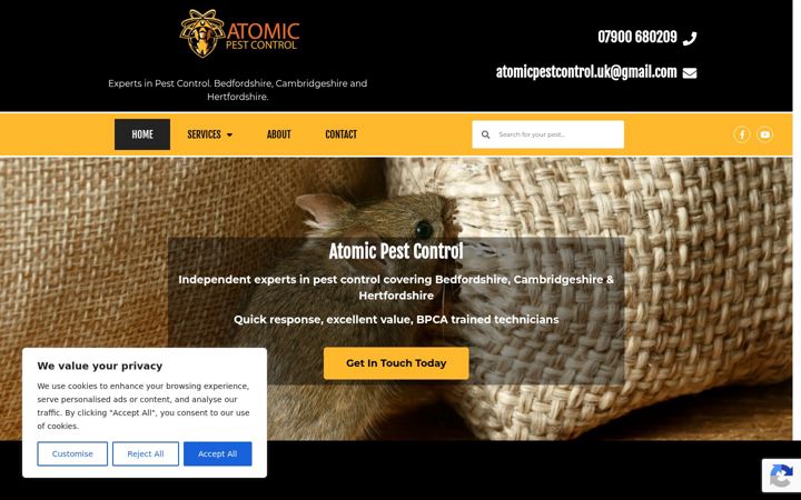 Screenshot of atomicpestcontroluk.com