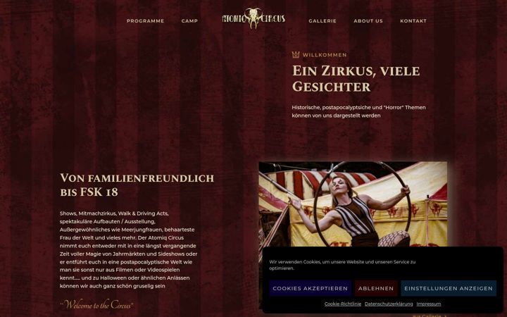 Screenshot of atomiqcircus.com