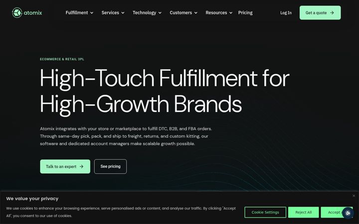 Screenshot of atomixlogistics.com