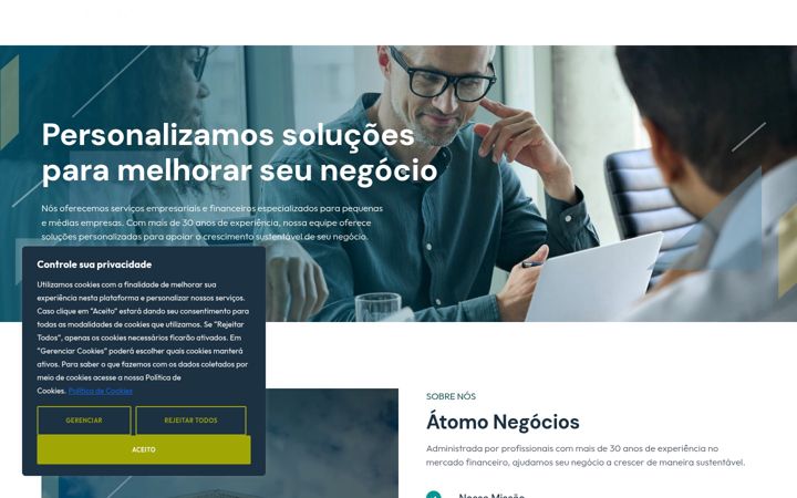 Captură de ecran a atomonegocios.com.br